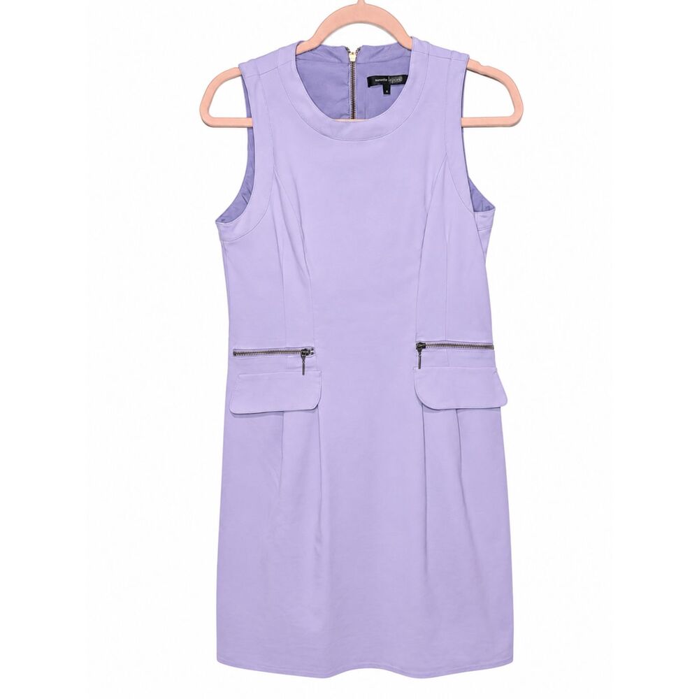 Nanette Lepore Lavender Sheath Dress Size 6 Made in USA Cotton Blend